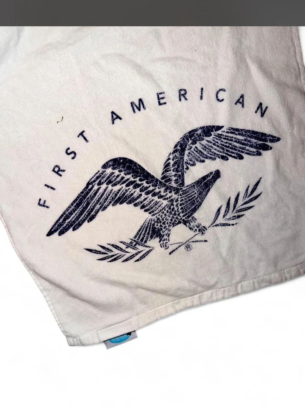 White Cotton Hand Towel with Eagle Print